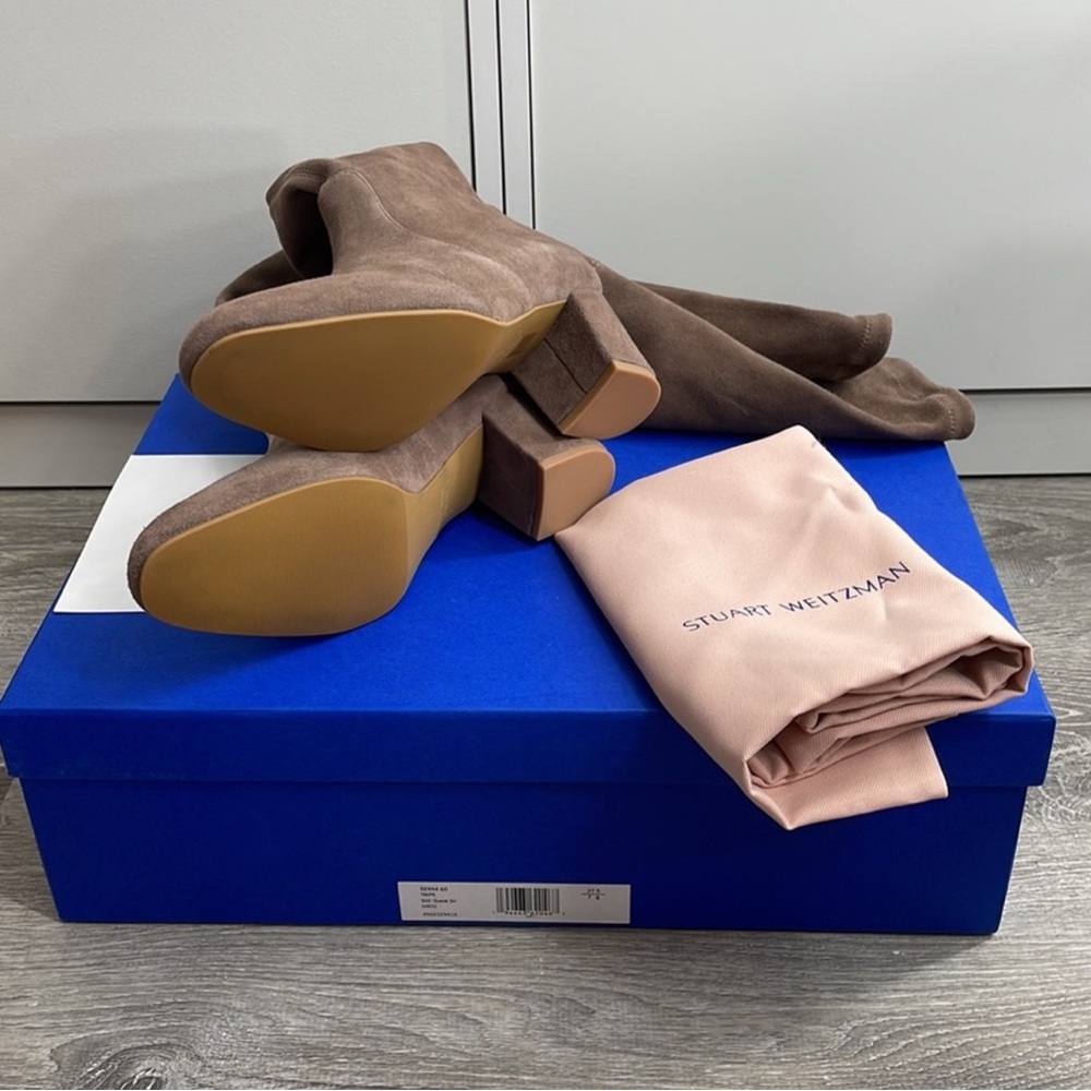 Stuart Weitzman Taupe Suede Genna 60 Boots size 37.5 - Picture 3 of 7